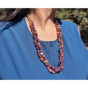 Handmade Necklace Navajo Jewelry Hand‎ cut Purple Spiny Oyster Shell ***